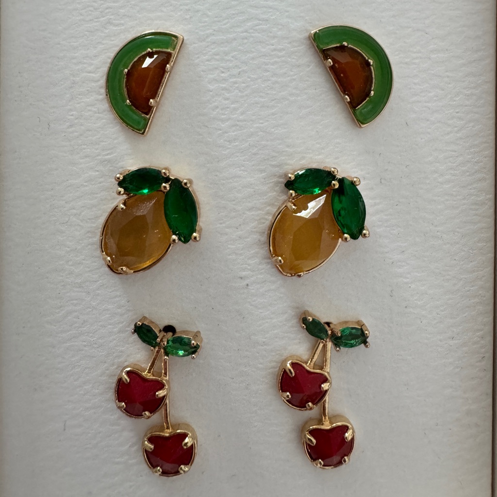 Chic Gold And Multicolor Earrings Trio